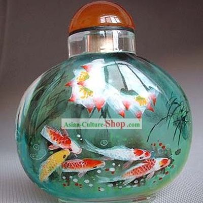 Snuff Bottles With Inside Painting Fishes Series-Lotus Fishes