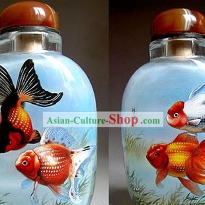 Snuff Bottles With Inside Painting Fishes Series-Golden Fishes