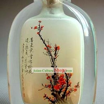 Snuff Bottles With Inside Painting Flower Series-Snow Plum Blossom 1