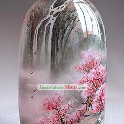 Snuff Bottles With Inside Painting Landscape Series-Peach Waterfall