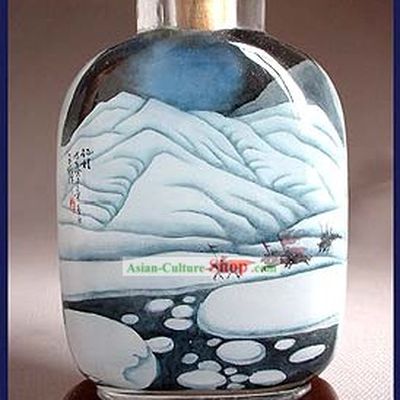Snuff Bottles With Inside Painting Landscape Series-Cross the Snowy Mountain