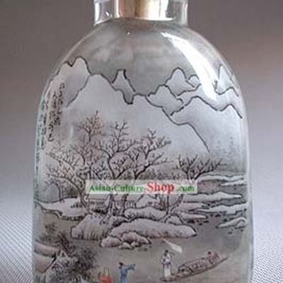 Snuff Bottles With Inside Painting Landscape Series-Snow Travel