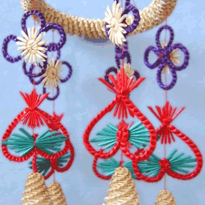Chinese Hand Made Folk Wheat Stalk Windbell