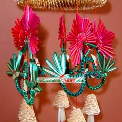 China Hand Made Wheat Stalk Windbell-Mandarin Ducks Playing Water