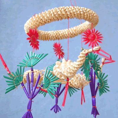 China Hand Made Wheat Stalk Windbell-Cranes Bless Healthy