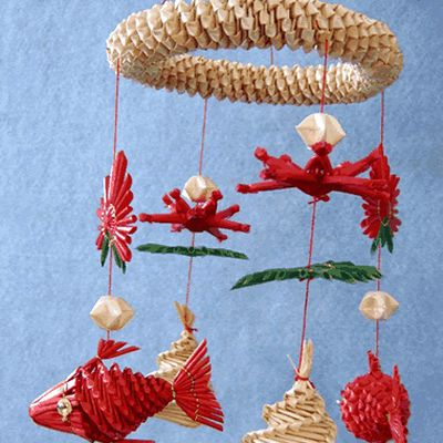 China Hand Made Wheat Stalk Windbell-Free Fishes