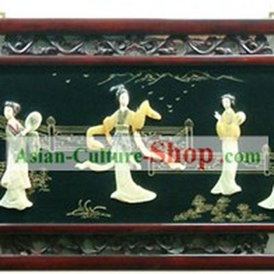 Chinese Palace Hanging Lacquer Ware Mirror Series-Music and Beauties