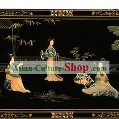 Chinese Hanging Lacquer Ware Mirror Series-Palace Beauties Chatting
