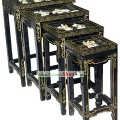 Chinese Classic Lacquer Ware-Square Tea Table