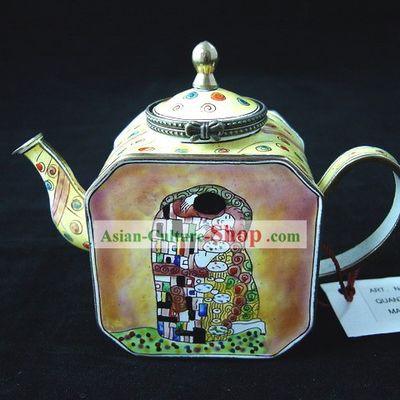 Chinese Hand Painted Enamel Colorful Kettle-Kiss