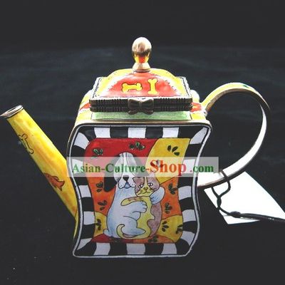 Chinese Hand Painted Enamel Craft-Cat and Dog