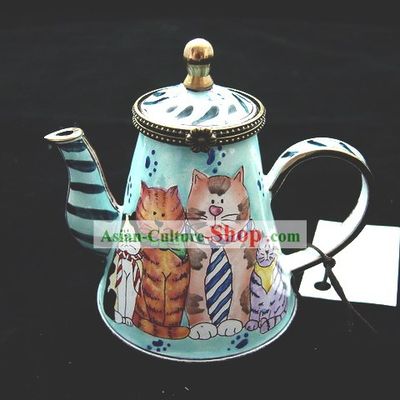 Chinese Hand Painted Enamel Bottle-Cats Family