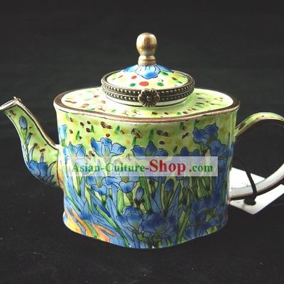 Chinese Hand Painted Enamel Kettle-Flower-de-luce