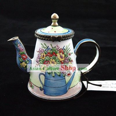 Chinese Hand Painted Enamel Kettle-Wide Flower and Watering Pot