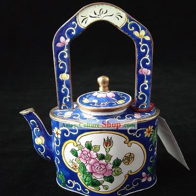 Chinese Traditional Hand Painted Enamel Lifting Kettle-Lotus Beauty