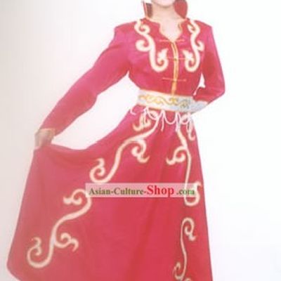 Mongolian Classic Lucky Red Costume for Woman