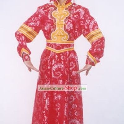 Mongolian Folk Dancing Costumes and Hat for Woman