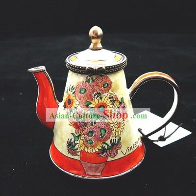 Chinese Classic Hand Painted Enamel Kettle-Sunflower