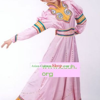 Mongolian Minority Pink Dancing Costume for Woman