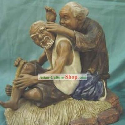 Chinese Porcelain Figurine from Shi Wan-Conjugal Love Old Couple