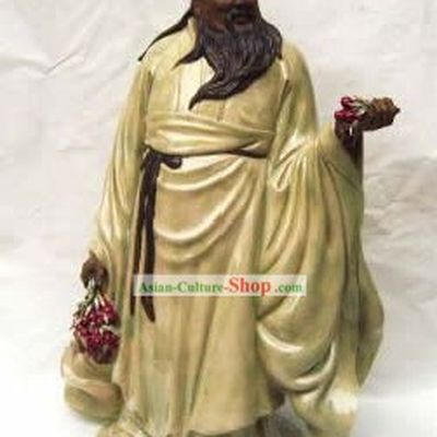 Chinese Porcelain Figurine from Shi Wan-Su Dongpo Enjoying Lichee