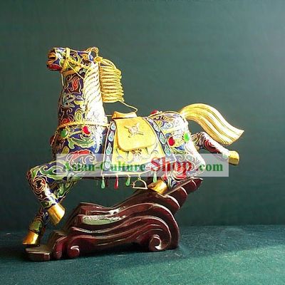 Chinese Gold Brass Cloisonne Galloping Horse (OUT OF STOCK)