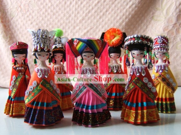 Chinese Classic 56 Minority Handmade Folk Dolls(56 pieces set)