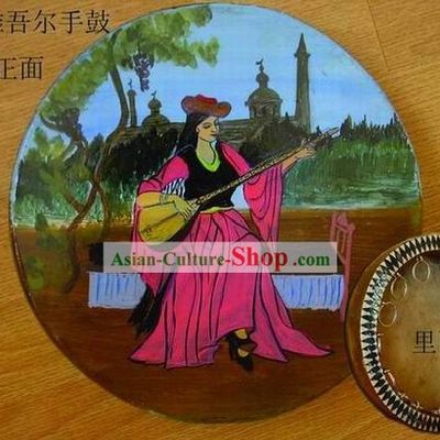 Sinkiang Folk Musical Instrument-Hand Painted Sheepskin Darobokka(Tambourine)