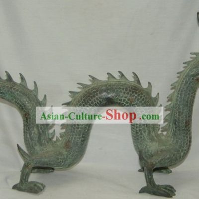 Chinese Rare Antiquated Long Bronze Dragon