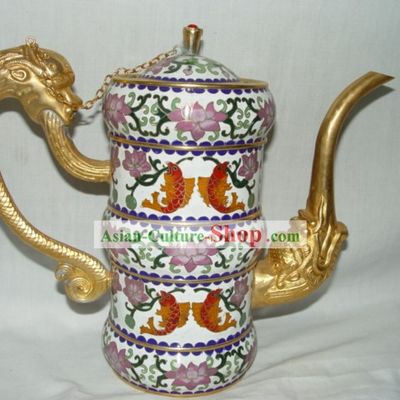 Chinese Rare Dragon Head Cloisonne Flagon