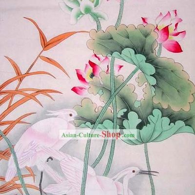 Chinese Traditional Painting-Lotus and Bittern