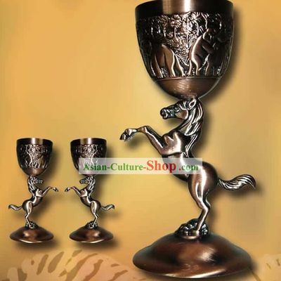 Mongolian Ancient Red Copper Wide Horse Cup