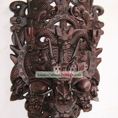 Ancient Folk Handmade Woodcarving-Twelve Dragons Land Drama Mask
