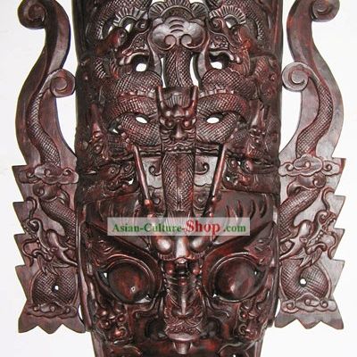 Chinese Classic Woodcarving Collectible-12 Dragons Mask