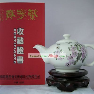 Chinese Jingde Town Ceramics Teapot-Purple Flower