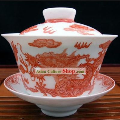 China Jingde Porcelain Masterwork-Dragon Legend Tea Bowl