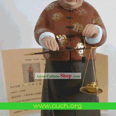 Chinese Clay Figurine Zhang by Zhang Fanyun-Getting Richer and Richer