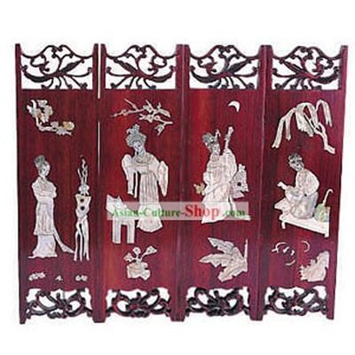 Chinese Stunning Ancient Beauties Folding Screen