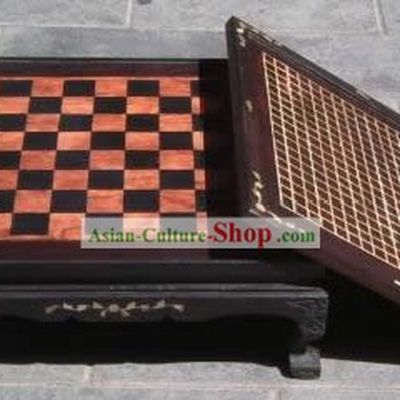Antique International Chess, Chinese Chess and I-go Rosewood Desk
