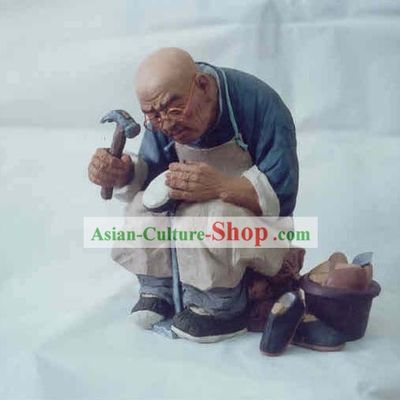 Chinese Hand Painted Sculpture Art of Clay Figurine Zhang-Shoe Maker