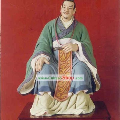 China Hand Painted Sculpture Art of Clay Figurine Zhang-Ancient Emperor Zhou Ping