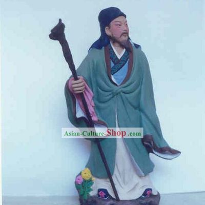Chinese Hand Painted Sculpture Art of Clay Figurine Zhang-China Famous Poet Tao Yuanming
