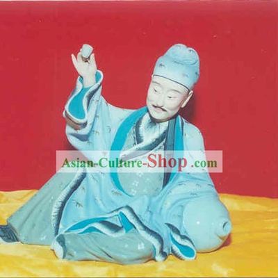 Chinese Hand Painted Sculpture Art of Clay Figurine Zhang-Poet Tai Bai Got Drunk