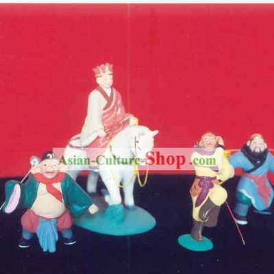 Chinese Hand Painted Sculpture Art of Clay Figurine Zhang-West Journey