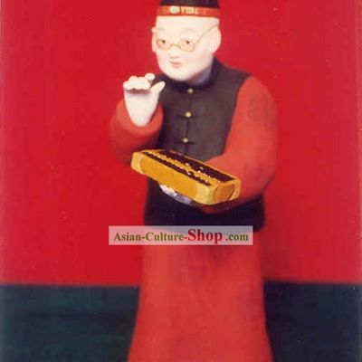Chinese Hand Painted Sculpture Art of Clay Figurine Zhang-Accounting House Mister