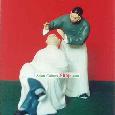 Chinese Hand Painted Sculpture Art of Clay Figurine Zhang-Hairdressing