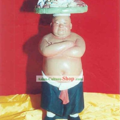 Chinese Hand Painted Sculpture Art of Clay Figurine Zhang-Selling Cakes