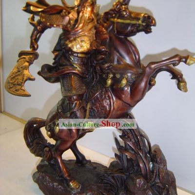 Chinese Classic Brass Statue-Riding Guan Gong
