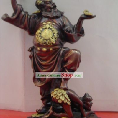 Chinese Classic Brass Statue-Zhong Kui Catching Ghosts