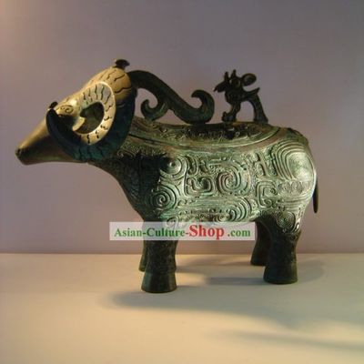 Chinese Classic Archaize Bronze Ware-Ancient Sheep Statue
